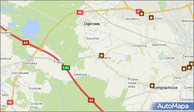 mapa Wawelno, Wawelno na mapie Targeo