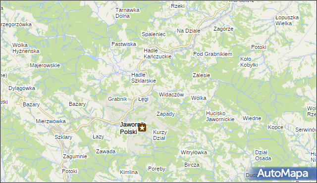 mapa Widaczów, Widaczów na mapie Targeo