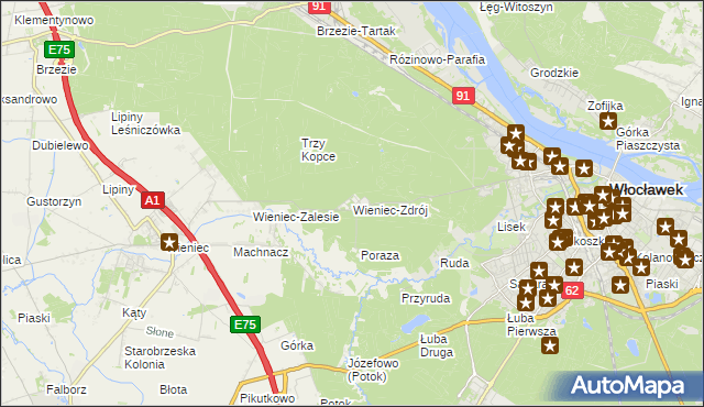 mapa Wieniec-Zdrój, Wieniec-Zdrój na mapie Targeo