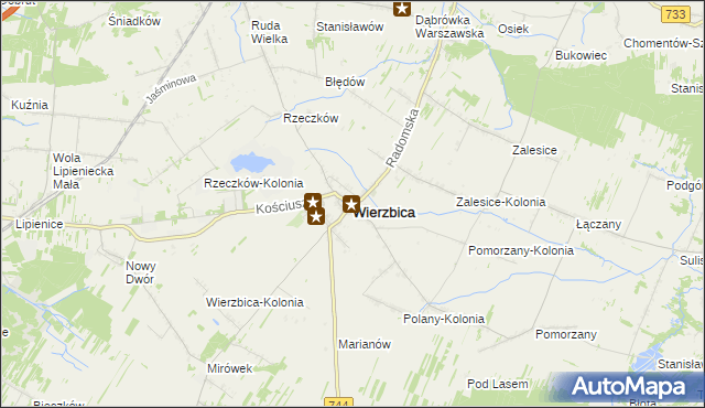 mapa Wierzbica powiat radomski, Wierzbica powiat radomski na mapie Targeo