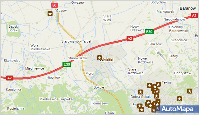 mapa Wiskitki, Wiskitki na mapie Targeo