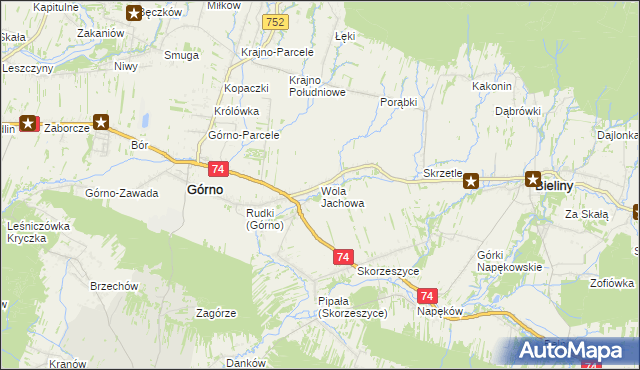 mapa Wola Jachowa, Wola Jachowa na mapie Targeo