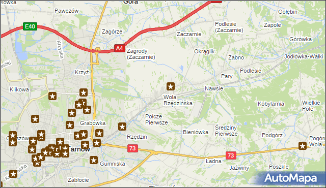 mapa Wola Rzędzińska, Wola Rzędzińska na mapie Targeo