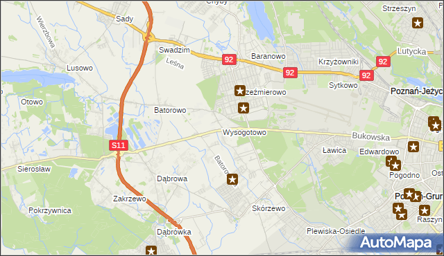 mapa Wysogotowo, Wysogotowo na mapie Targeo