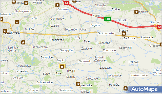 mapa Zabłocie gmina Biskupice, Zabłocie gmina Biskupice na mapie Targeo