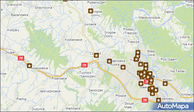 mapa Zabłotce gmina Sanok, Zabłotce gmina Sanok na mapie Targeo
