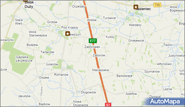 mapa Zaborów gmina Belsk Duży, Zaborów gmina Belsk Duży na mapie Targeo