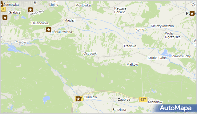 mapa Zabraniec, Zabraniec na mapie Targeo