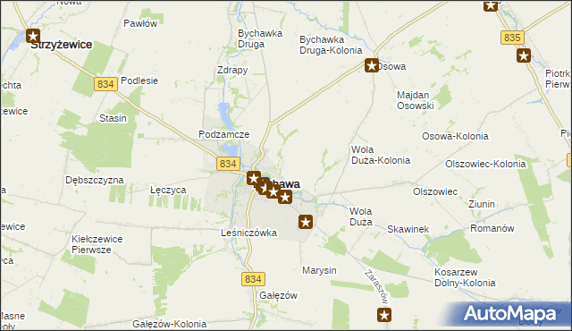 mapa Zadębie gmina Bychawa, Zadębie gmina Bychawa na mapie Targeo