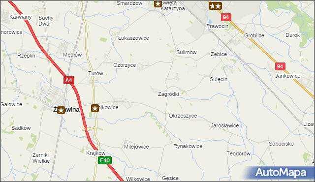 mapa Zagródki gmina Żórawina, Zagródki gmina Żórawina na mapie Targeo