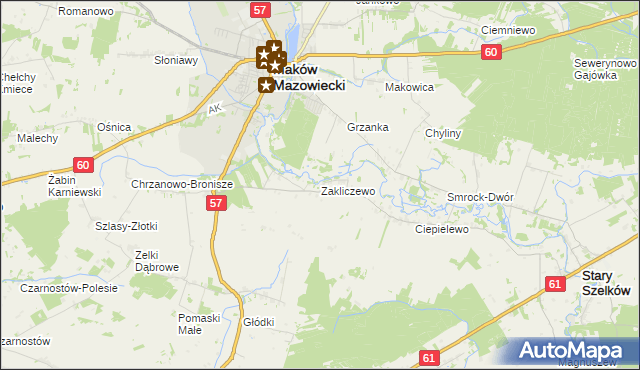 mapa Zakliczewo, Zakliczewo na mapie Targeo