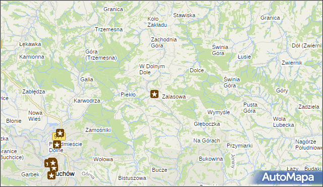 mapa Zalasowa, Zalasowa na mapie Targeo