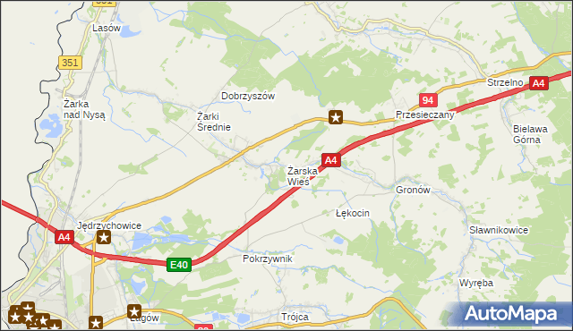 mapa Żarska Wieś, Żarska Wieś na mapie Targeo