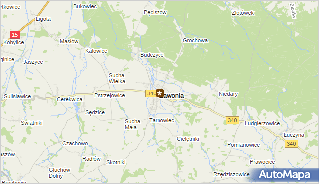 mapa Zawonia powiat trzebnicki, Zawonia powiat trzebnicki na mapie Targeo