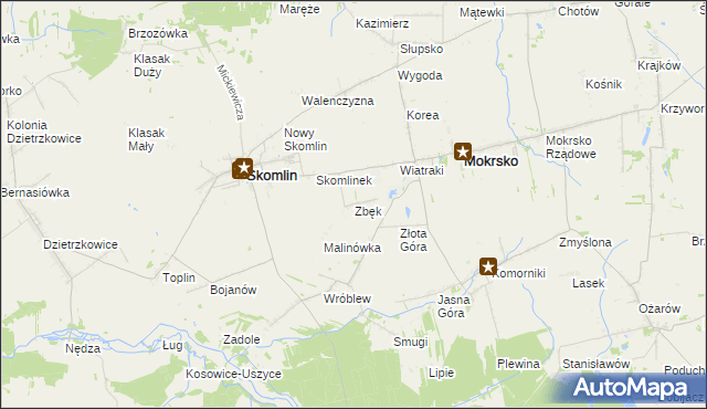 mapa Zbęk gmina Skomlin, Zbęk gmina Skomlin na mapie Targeo