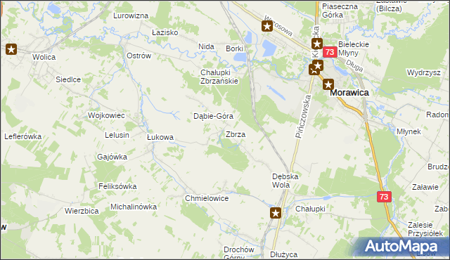 mapa Zbrza gmina Morawica, Zbrza gmina Morawica na mapie Targeo