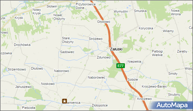 mapa Zdunowo gmina Załuski, Zdunowo gmina Załuski na mapie Targeo