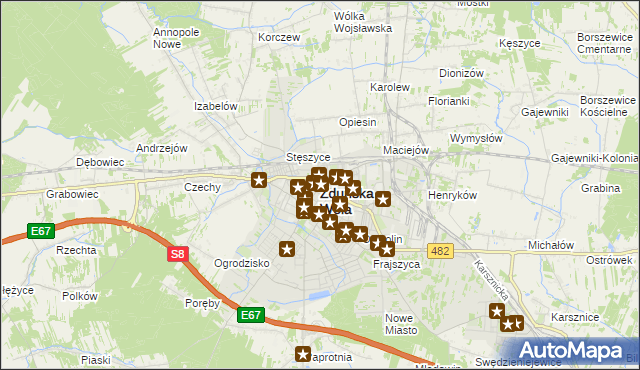 mapa Zduńska Wola, Zduńska Wola na mapie Targeo