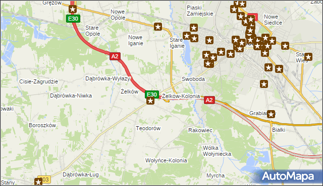 mapa Żelków-Kolonia, Żelków-Kolonia na mapie Targeo
