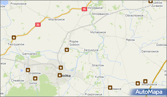 mapa Żerzuszyce, Żerzuszyce na mapie Targeo