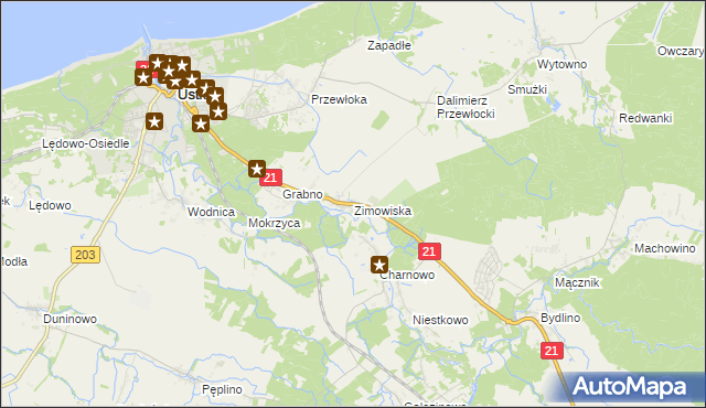 mapa Zimowiska, Zimowiska na mapie Targeo