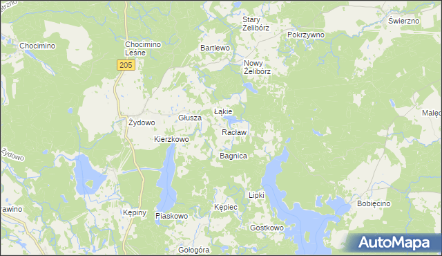 mapa Racław gmina Polanów, Racław gmina Polanów na mapie Targeo