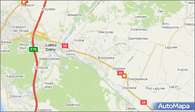 mapa Brzozówka gmina Obrowo, Brzozówka gmina Obrowo na mapie Targeo