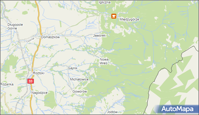 mapa Nowa Wieś gmina Międzylesie, Nowa Wieś gmina Międzylesie na mapie Targeo