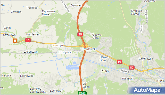 mapa Pawłówek gmina Sicienko, Pawłówek gmina Sicienko na mapie Targeo