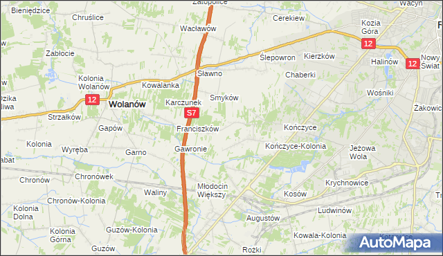 mapa Podlesie gmina Wolanów, Podlesie gmina Wolanów na mapie Targeo