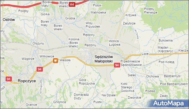 mapa Sędziszów Małopolski, Sędziszów Małopolski na mapie Targeo
