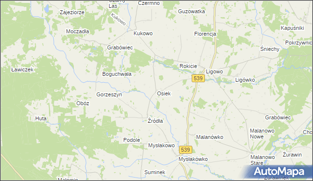 mapa Osiek gmina Mochowo, Osiek gmina Mochowo na mapie Targeo