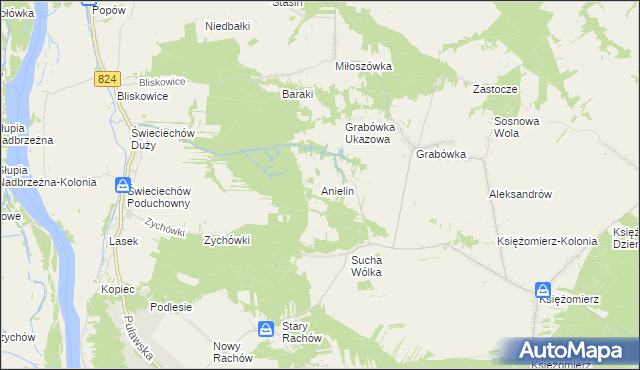 mapa Anielin gmina Annopol, Anielin gmina Annopol na mapie Targeo