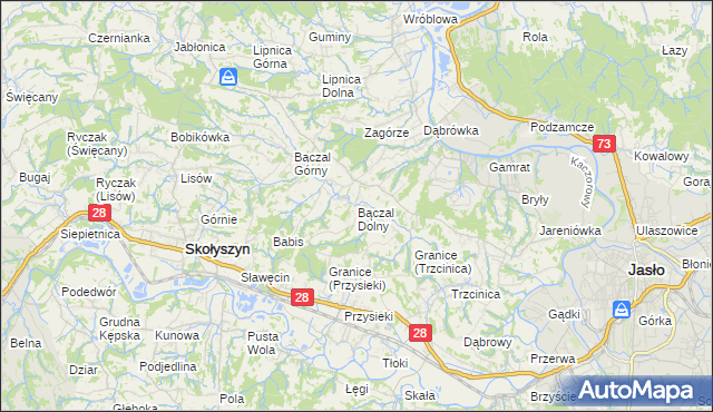 mapa Bączal Dolny, Bączal Dolny na mapie Targeo