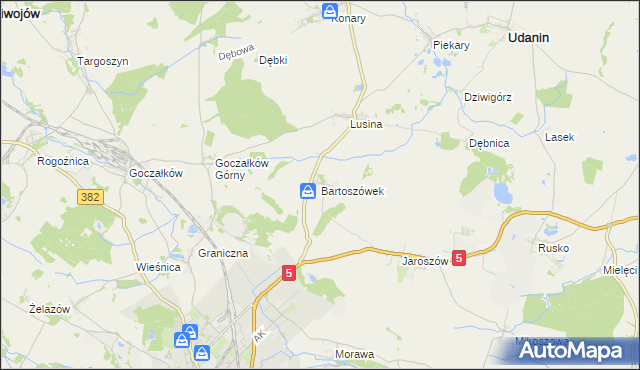 mapa Bartoszówek, Bartoszówek na mapie Targeo