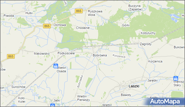 mapa Bobrówka gmina Laszki, Bobrówka gmina Laszki na mapie Targeo