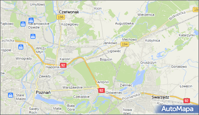 mapa Bogucin gmina Swarzędz, Bogucin gmina Swarzędz na mapie Targeo