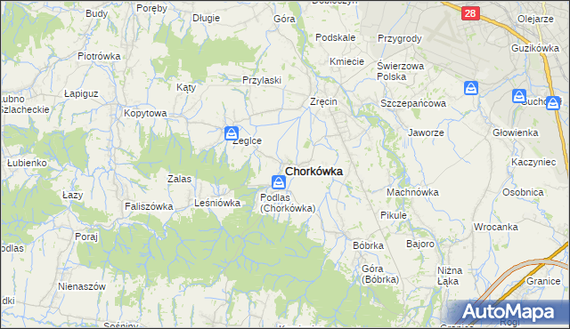 mapa Chorkówka, Chorkówka na mapie Targeo
