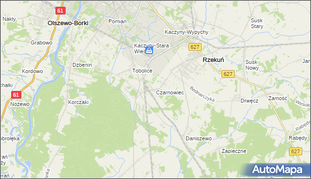 mapa Czarnowiec gmina Rzekuń, Czarnowiec gmina Rzekuń na mapie Targeo