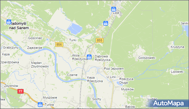 mapa Dąbrowa Rzeczycka, Dąbrowa Rzeczycka na mapie Targeo
