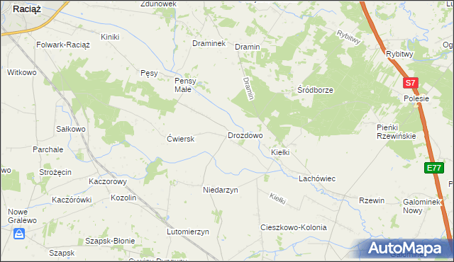 mapa Drozdowo gmina Raciąż, Drozdowo gmina Raciąż na mapie Targeo