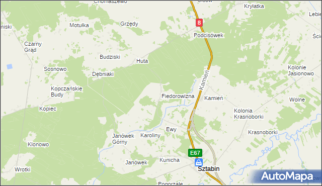 mapa Fiedorowizna, Fiedorowizna na mapie Targeo