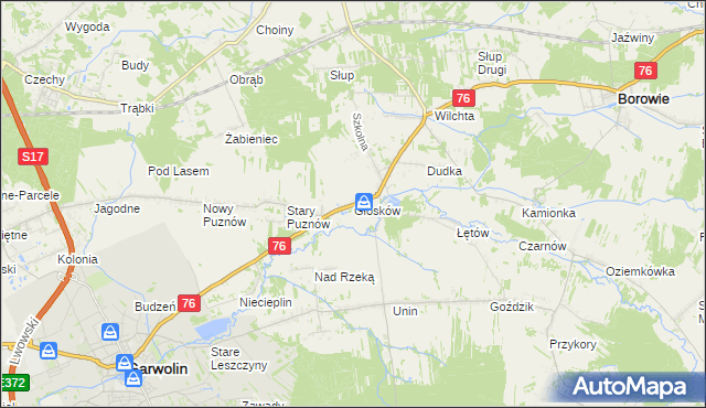 mapa Głosków gmina Borowie, Głosków gmina Borowie na mapie Targeo