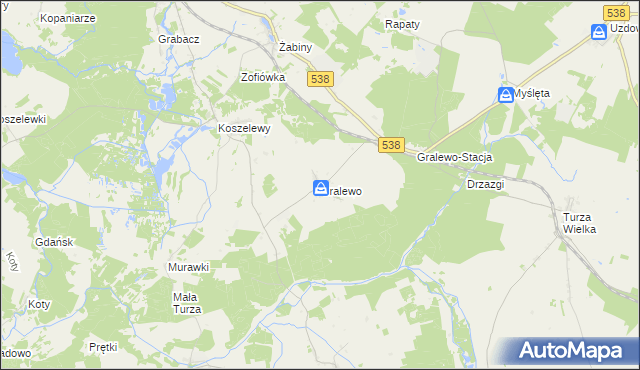 mapa Gralewo gmina Płośnica, Gralewo gmina Płośnica na mapie Targeo