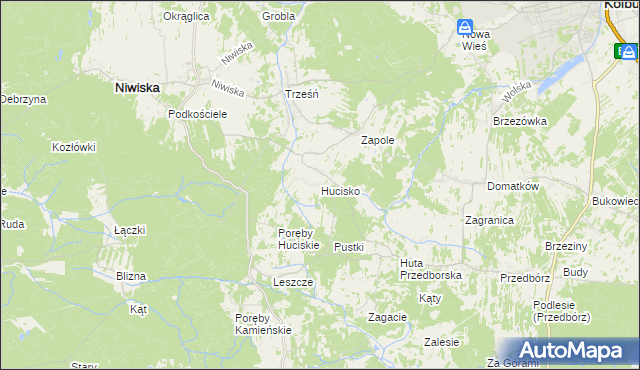 mapa Hucisko gmina Niwiska, Hucisko gmina Niwiska na mapie Targeo