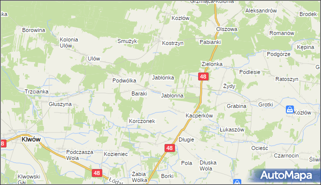 mapa Jabłonna gmina Wyśmierzyce, Jabłonna gmina Wyśmierzyce na mapie Targeo