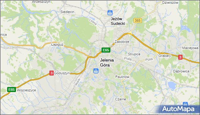 mapa Jelenia Góra, Jelenia Góra na mapie Targeo