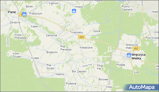mapa Klepaczka gmina Wręczyca Wielka, Klepaczka gmina Wręczyca Wielka na mapie Targeo