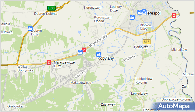 mapa Kobylany gmina Terespol, Kobylany gmina Terespol na mapie Targeo