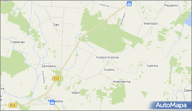 mapa Kolano-Kolonia, Kolano-Kolonia na mapie Targeo